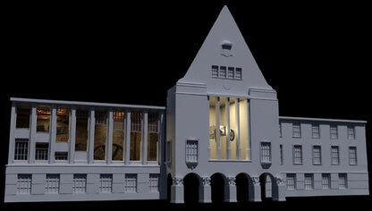 Eine 3D-Lichtshow ist am Sonnabend am Rathaus zu sehen. | Bild: Reunion media