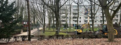 Die Bauarbeiten am neuen Freizeitort im Wollepark haben begonnen. | Bild: Stadt Delmenhorst